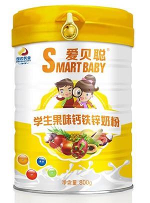 愛貝聰學生果味鈣鐵鋅奶粉800g罐